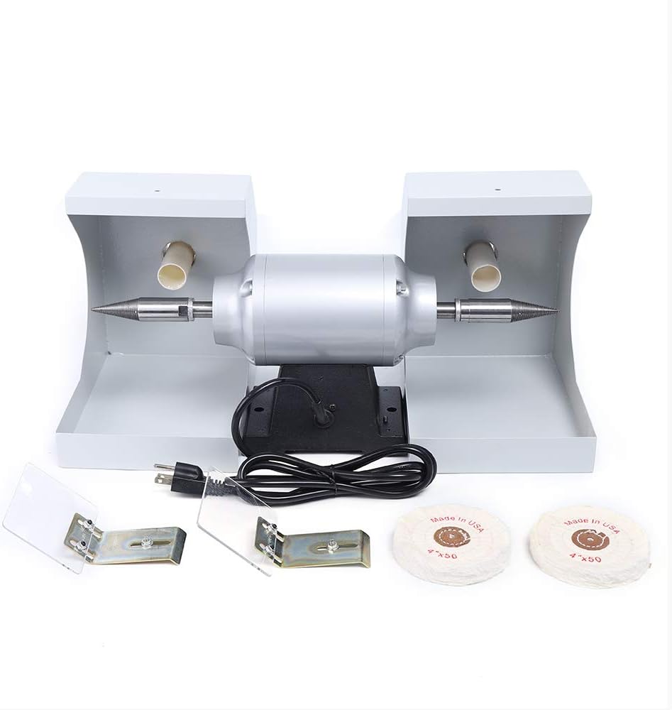 Pulidora de joyas de 550 W, pulidora de búfer de sobremesa, máquina pulidora de torno de banco, máquina pulidora para joyas, madera, plata, ámbar,