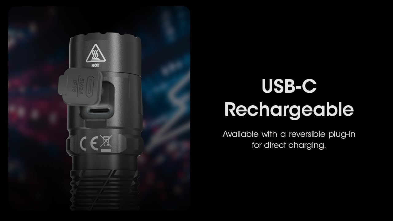 Nitecore Linterna táctica MH12 Pro, 3300 lúmenes USB-C recargable de largo alcance compacto EDC luz de trabajo con funda adhesiva