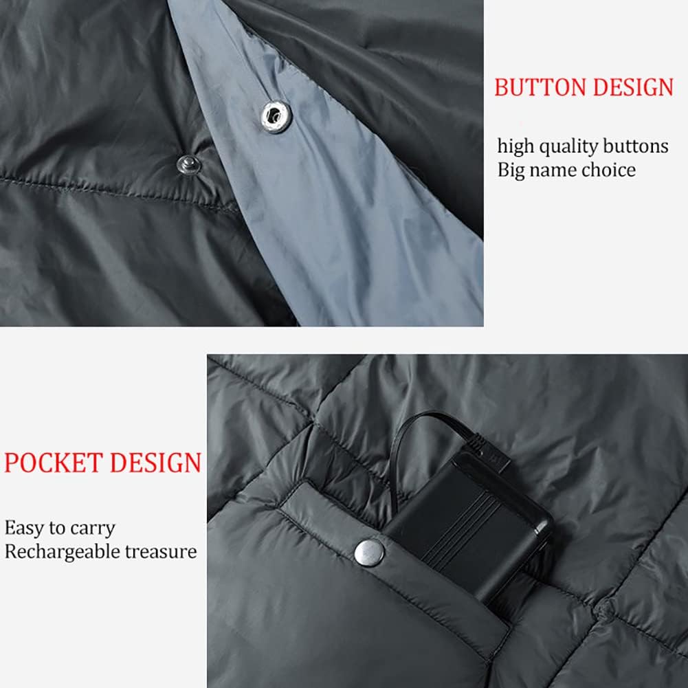 Chal térmico USB con funda de almohada, manta de felpa con 3 niveles de calor, USB 5 V, manta de forro polar impermeable eléctrica para exteriores,
