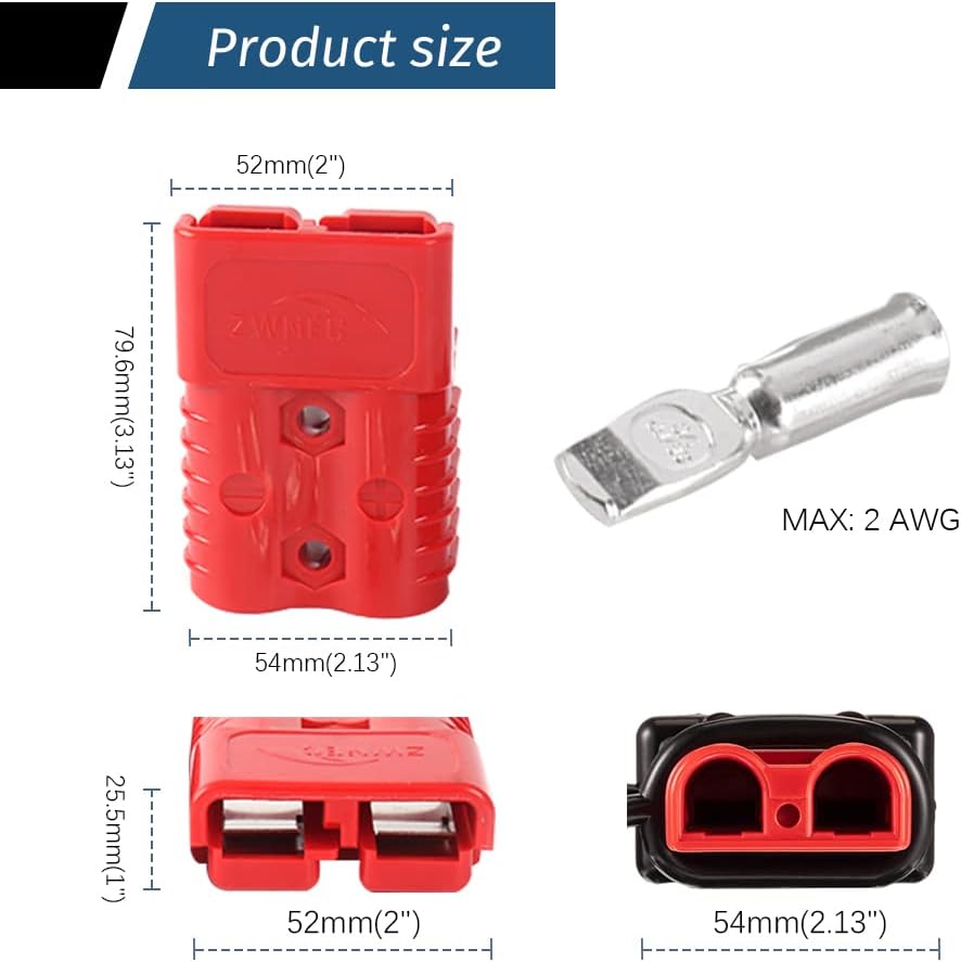 KEDAKEJI Cable de batería 175A 2-4 AWG, conexión rápidadesconexión de cabrestante de remolque, sistemas de conexión rápida para cabrestante de