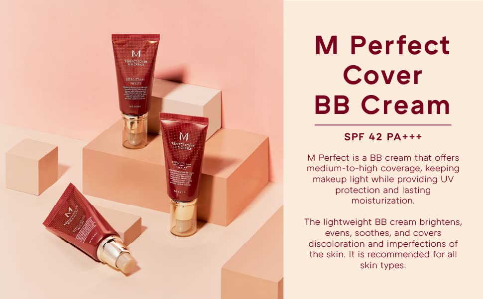 Missha – Crema BB M de cobertura perfecta, SPF 42 PA+++, (#29 beige caramel), código de Tienda verificado para autenticidad, 1.7onzas fluídas