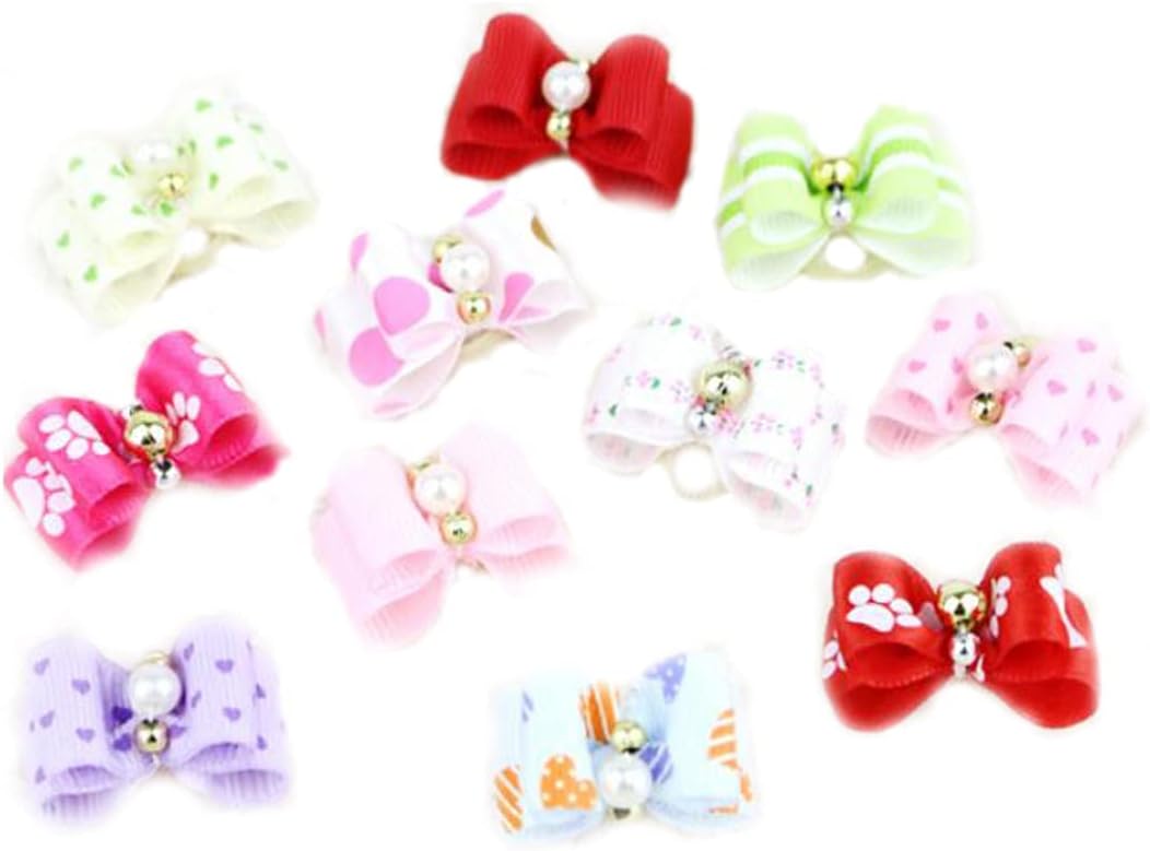 FZBNSRKO – 10 lazos para perros, gatos y perros, doble lazo para el pelo de perro pequeño, accesorios de aseo (0.8 x 1.2 pulgadas)