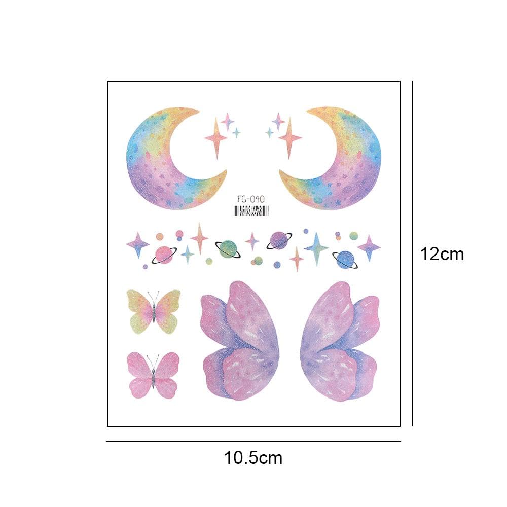 Tatuajes temporales de mariposa, exquisitas alas de ángulo de mariposa, tatuajes falsos para mujer, arte corporal de muñeca, cuello de muñeca,