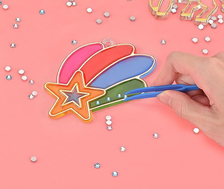 Juego de arte y manualidades de pintura de cristal de bricolaje, kit de colgante de cristal para Navidad, arte de ventana para niños, kits de arte