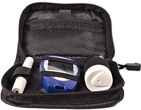 Hooshion Kit de estuche organizador para diabéticos, kit de prueba de diabetes, bolsa de almacenamiento para medidor de glucosa en sangre, estuche