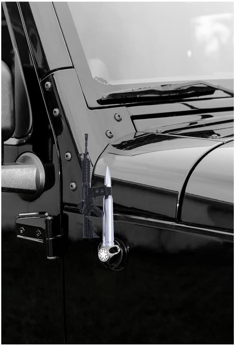 VMS Racing AR-15 M4 M16 Plata 50 Cal Calibre Bullet Antena antirrobo y Recepción Booster Heavy Gauge CNC Billet Aluminio Corto Compatible con Ford