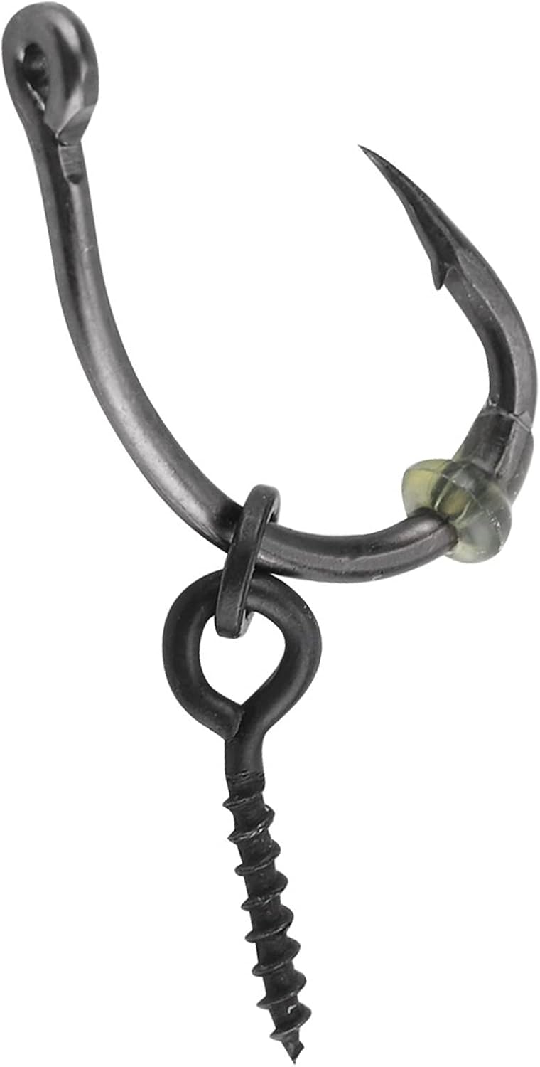 (10 tornillos de bucle+10 ganchos de 6# + 10 paradas de gancho) Kit de aparejo de pesca de carpa, anzuelos de pesca de agua dulce de alta