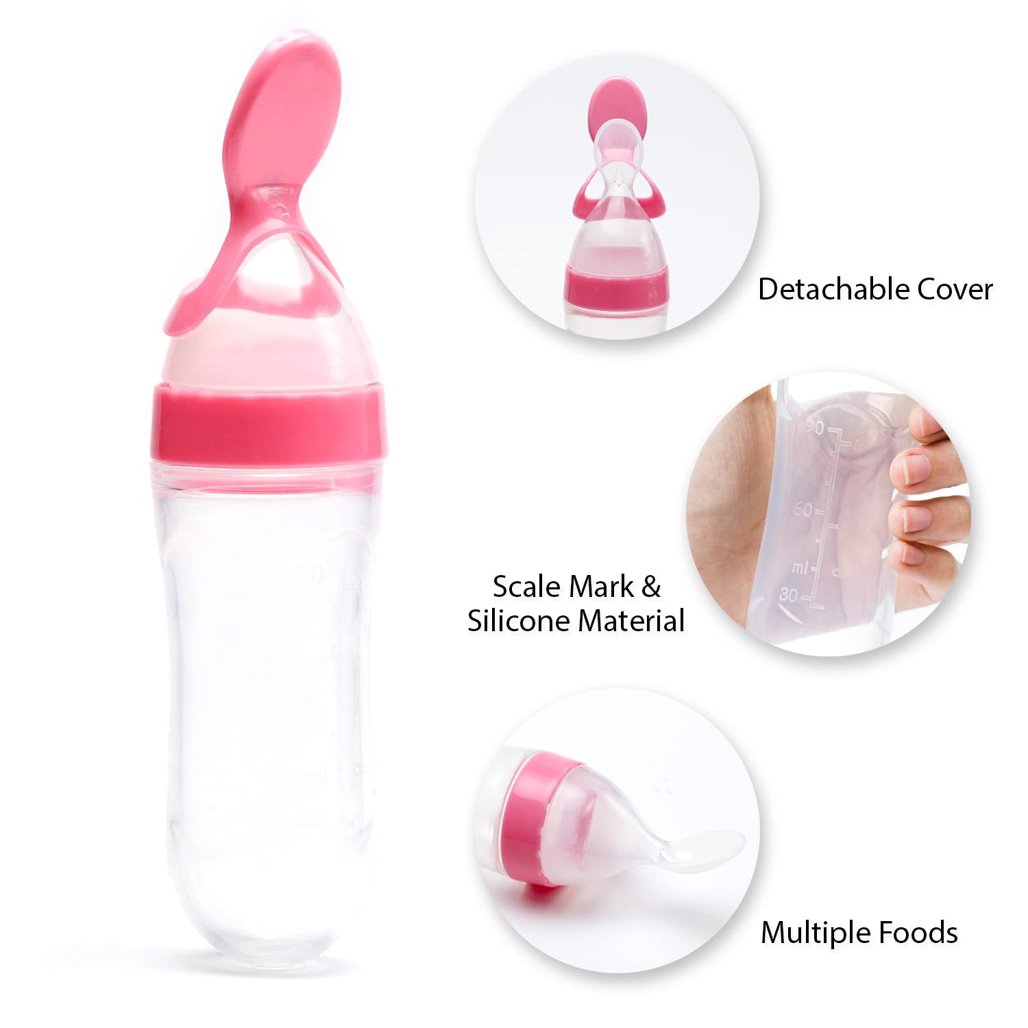 Chupete alimentador de frutas para bebés, paquete de 3, 1 chupete de silicona para bebés y 1 dispensador de cuchara de comida para bebés y 1 cuchara