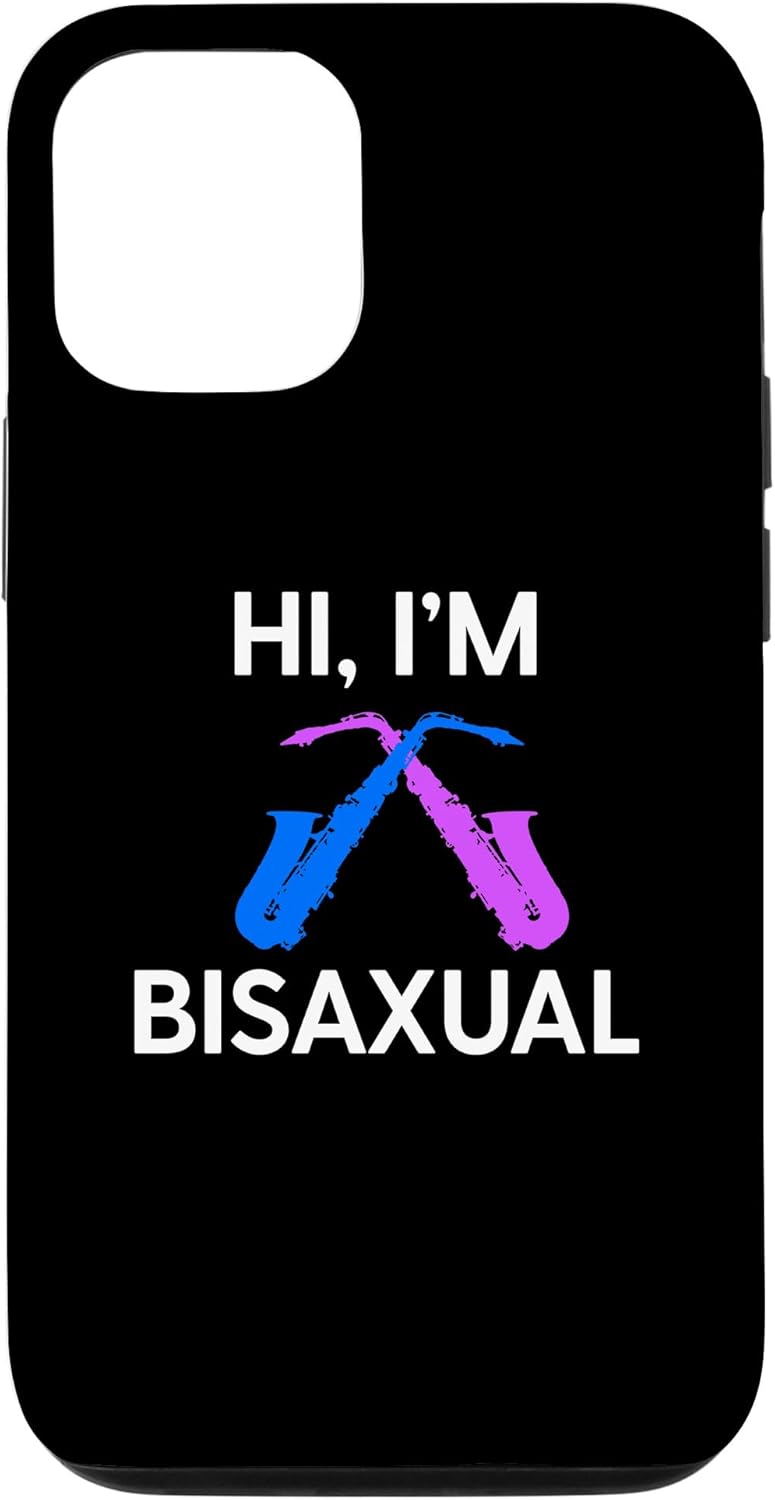 iPhone 14 Pro Hi I’m Bisaxual Saxophone Funny Bi Pride Colors LGBT Humor Case