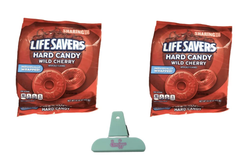 LifeSavers – Caramelos duros de cereza silvestre para compartir, tamaño 14.5 onzas cada bolsa, envueltas individualmente, 2 bolsas con clip Candyya