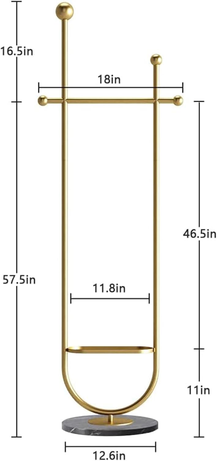 Perchero moderno dorado independiente para colgar ropa, perchero de metal resistente con base de mármol, para dormitorio, sala de estar, boutiques,