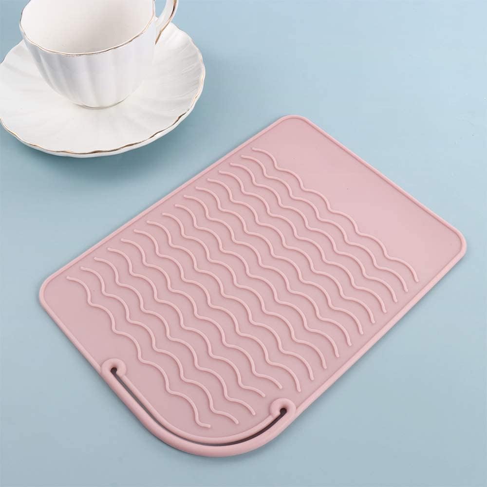 Alfombrilla de silicona resistente al calor para rizador de cabello, almohadilla de aislamiento antideslizante para rizar el cabello, alisador de