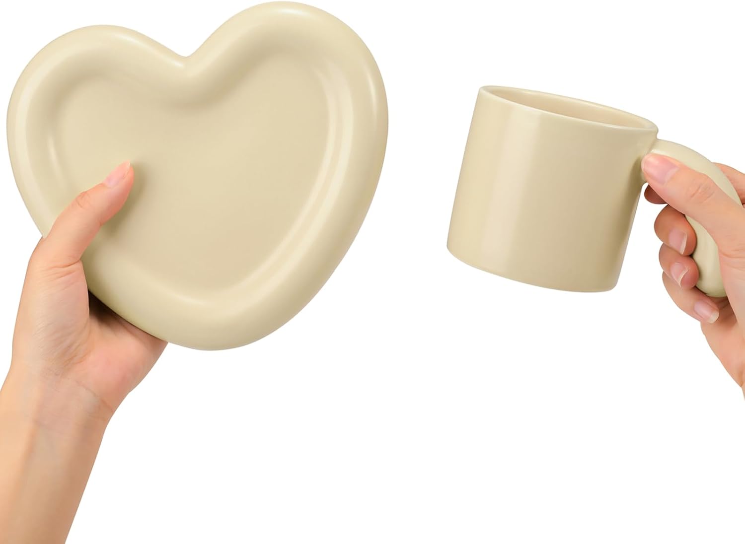 Taza de café de cerámica con platillo, bonita taza de nube y platillo en forma de corazón, tazas de café de 10 onzas, tazas de capuchino, taza de