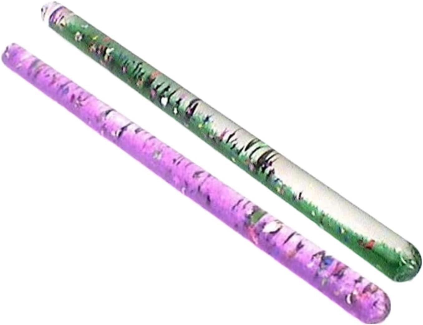 Varita con brillantina, tubo de varita mágica maravillosa, para niños, dos accesorios de disfraz de Halloween de 11 pulgadas (morado, verde)