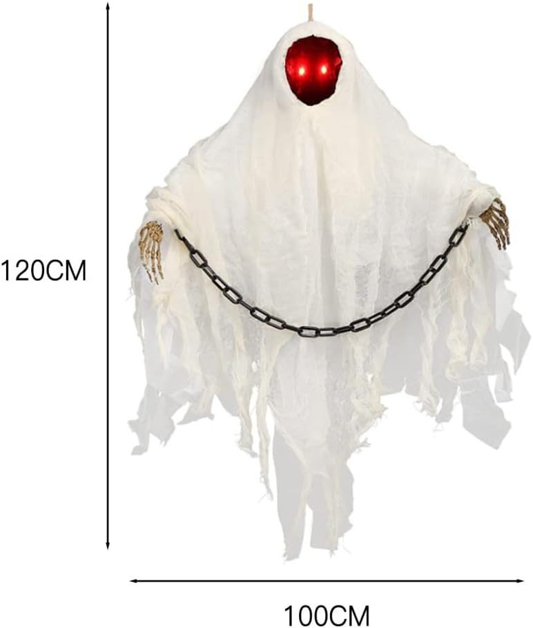 Fantasma colgante de miedo sin rostro, fantasma sin rostro, bata de terror blanca, accesorios de diseño de escena de Halloween, espeluznante
