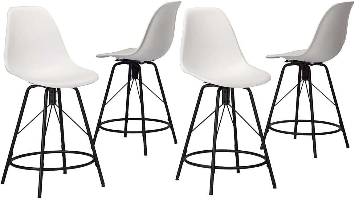 Changjie Furniture Taburetes de bar giratorios de altura de mostrador, juego de 4 sillas laterales de plástico, taburetes de bar industriales