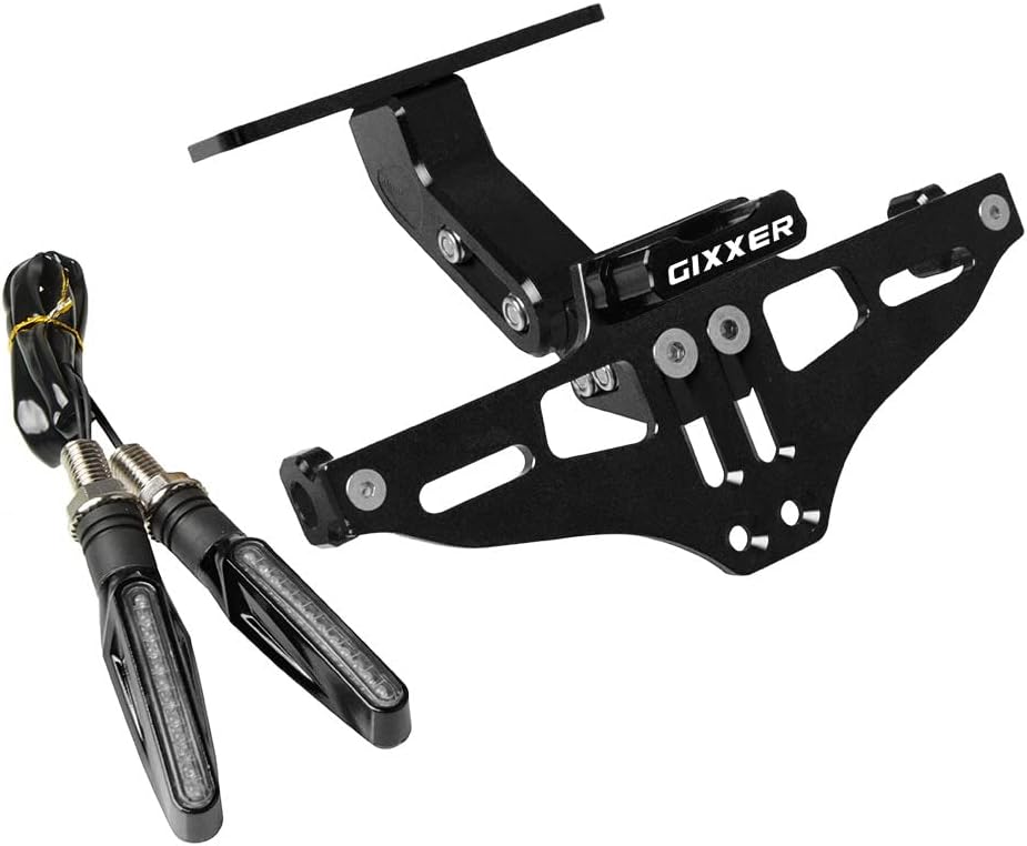 Para Suzuki para GIXXER 150 155 para GIXXER SF 250 para GIXXER F150 Soporte de matrícula con cola ligera eliminador de guardabarros (color C negro)