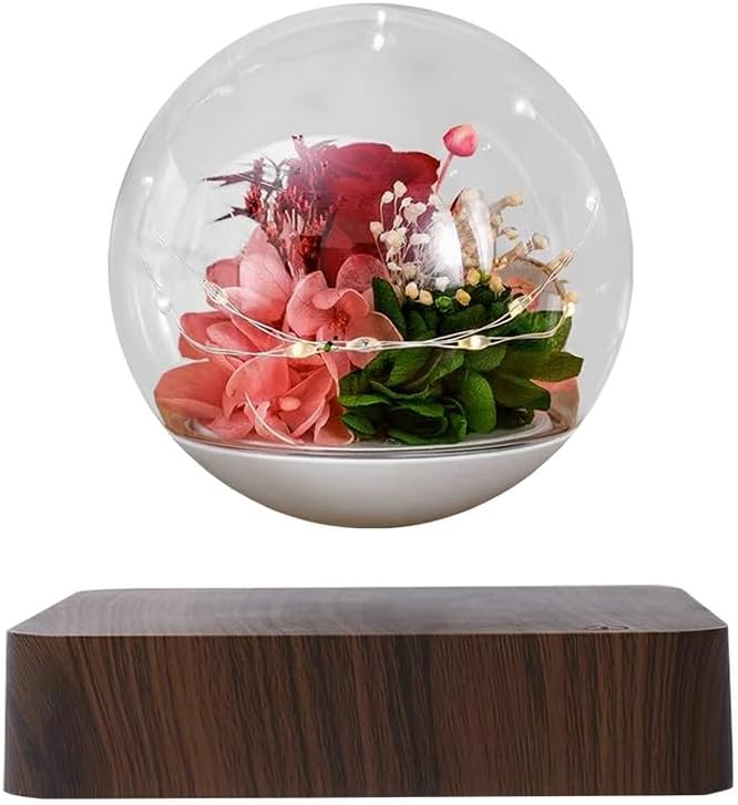 Lámpara de levitación magnética de rosas, bombilla LED de cristal flotante, levitación magnética, decoración del hogar, decoración de noche, adorno