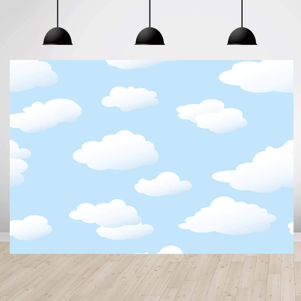 Telón de fondo de nube blanca cielo azul para fiesta de cumpleaños, fondo de fotografía para niños, accesorios de estudio de fotografía de 8 x 6 pies