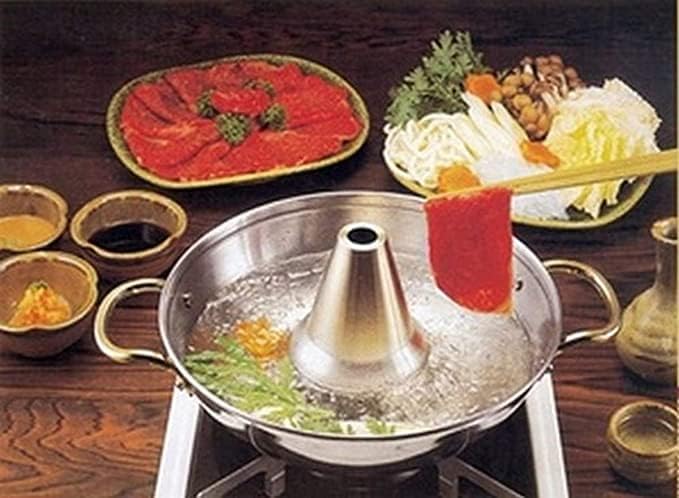 JapanBargain, Auténtica olla japonesa Shabu Shabu Hot Pot tradicional de acero inoxidable con chimenea, fabricada en Japón (10.2 in)