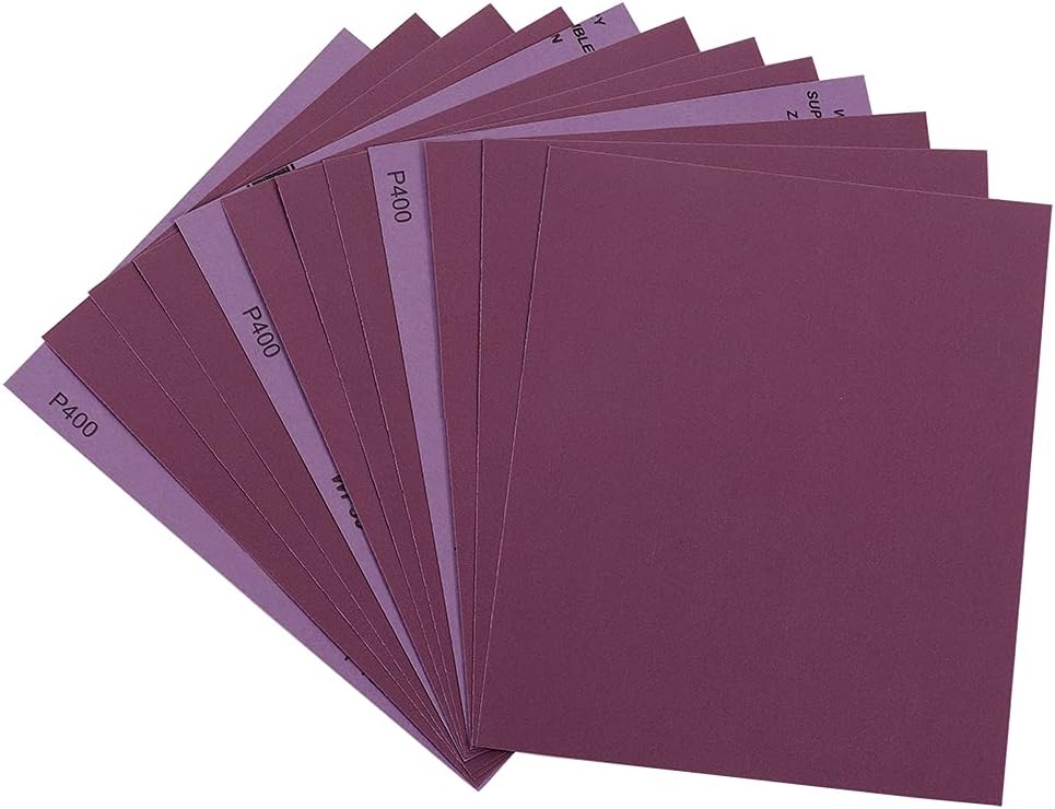 Papel de lija de grano 400, hojas de lijado húmedo y seco de 9 x 11 pulgadas, papel lijadora abrasiva de alúmina fundida blanca avanzada para