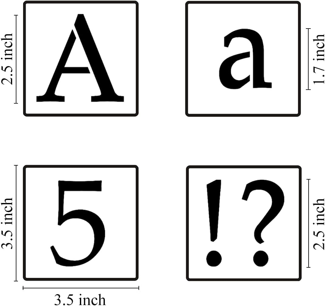 Plantillas de letras del alfabeto de 2.5 pulgadas para pintar, paquete de 70 plantillas de letras y números con letreros para pintar sobre madera,