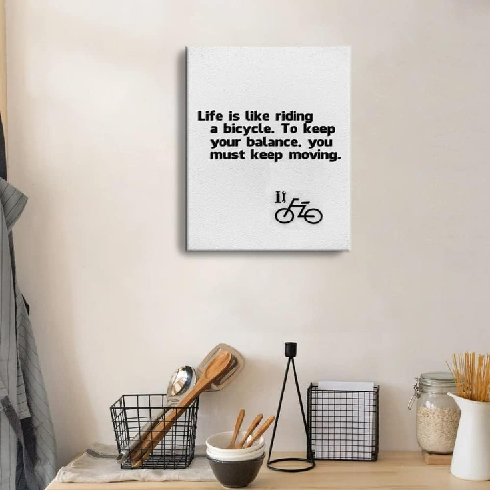 Arte de pared inspirador para la decoración de la oficina en el hogar, la vida es como andar en bicicleta, lienzo blanco y negro, póster positivo