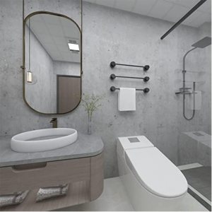 Papel tapiz para despegar y pegar, papel de contacto oscuro para baño, color gris claro, 15.74 x 196 pulgadas Papel tapiz para despegar y pegar, papel de contacto oscuro para baño, color gris claro, 15.74 x 196 pulgadas