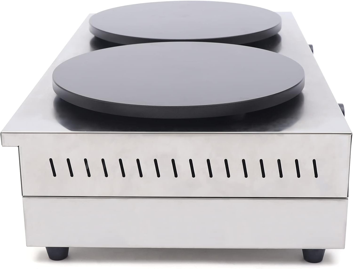Máquina eléctrica de crepas de 16 pulgadas, máquina comercial antiadherente doble para hacer crepes para panqueques, estufa caliente de acero
