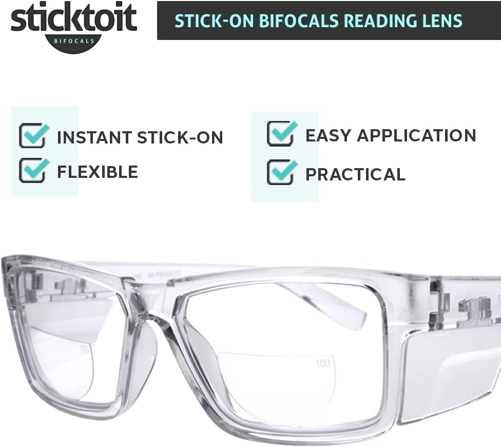 StickToIt – Lentes bifocales adhesivas, convierte cualquier gafas de sol o gafas en bifocales, reutilizables, adhesivas, de 1.00 a 3.50 dioptrías
