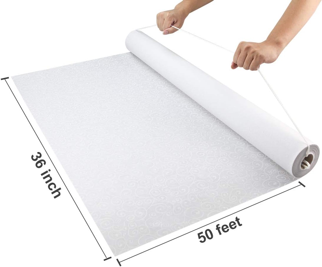 Decoración de ceremonia de boda, camino de pasillo, 50 x 3 pies, papel de poliéster conveniente para exteriores e interiores (impresión blanca)