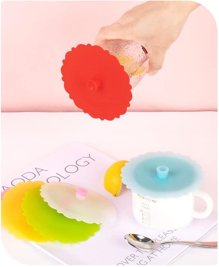 Juego de 2 tapas de silicona para vasos de bebidas, tarros de alimentos, bebidas calientes y frías, taza de café, copa de vino, tazas de té, lata de