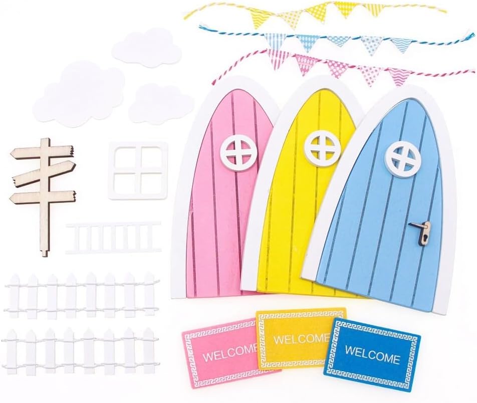 Mini puerta de madera de Navidad elfo niña hada puerta casa accesorios dientes hadas puerta kit pequeño decoración de Navidad al aire libre