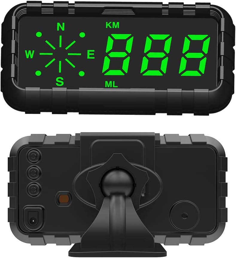 Mulcort Pantalla frontal de coche GPS velocímetro digital brújula con pantalla LED de 4.2 pulgadas, soporte de alarma de sobrevelocidad, fatiga de