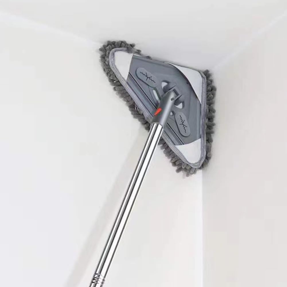 Trapeador de limpieza de pared, limpiador de ventanas con mango largo de longitud ajustable, herramienta de limpieza de zócalo giratorio de 360