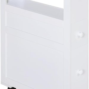 HOMCOM Gabinete de almacenamiento lateral estrecho de madera de 6.25 x 20.5 x 28.25 pulgadas, color blanco HOMCOM Gabinete de almacenamiento lateral estrecho de madera de 6.25 x 20.5 x 28.25 pulgadas, color blanco