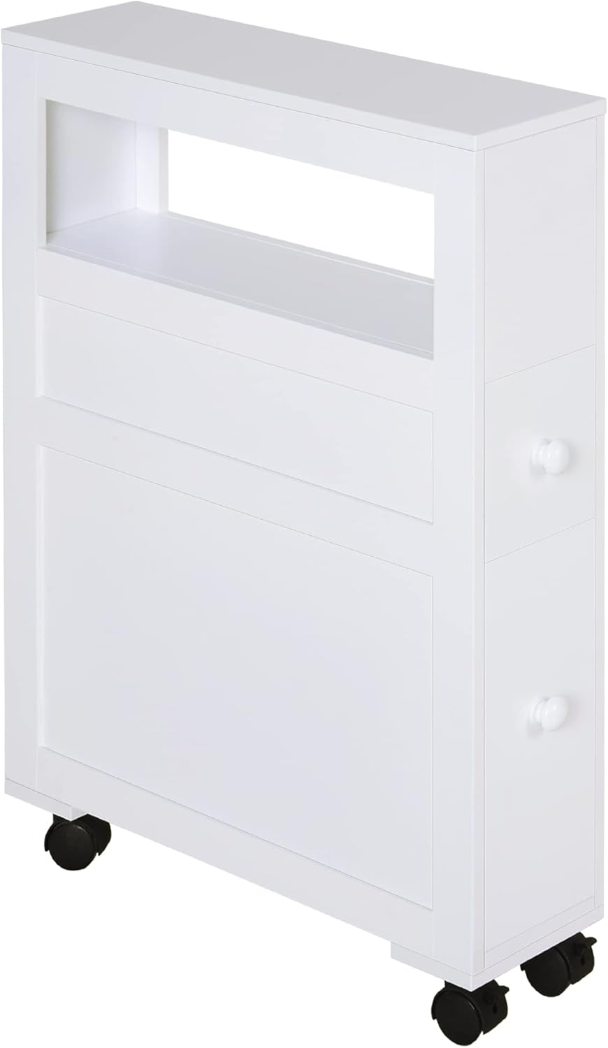 HOMCOM Gabinete de almacenamiento lateral estrecho de madera de 6.25 x 20.5 x 28.25 pulgadas, color blanco