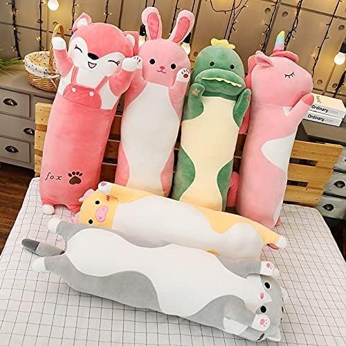 Almohada larga de felpa de conejo, juguete largo y suave de peluche de conejo rosa, almohada para abrazar, regalo para niños (conejo rosa, 19.68
