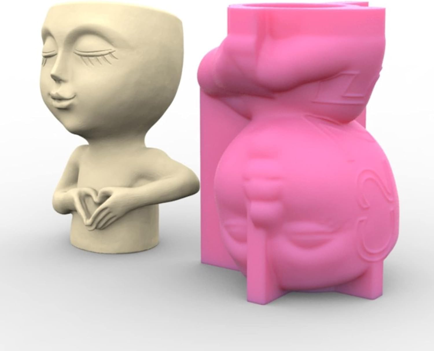 Love Girl – Molde de silicona de yeso para suculentas, maceta de hormigón, florero, yeso, cemento, arcilla, soporte para velas, molde para