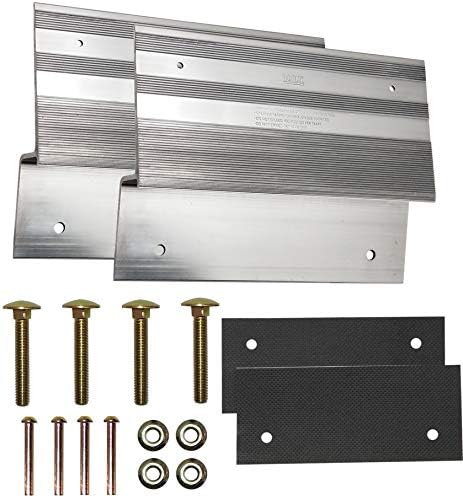 bROK Kit de rampa de aluminio de 12″ para tablones de 2″ x 12″ con almohadillas a prueba de arañazos de ancho completo. Crea rampas universales de