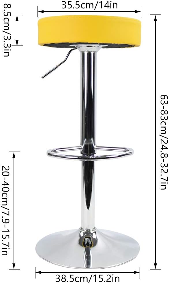 KKTONER Taburete de bar redondo de cuero sintético con reposapiés Silla giratoria ajustable para pub Silla de pub para el hogar, cocina, taburetes
