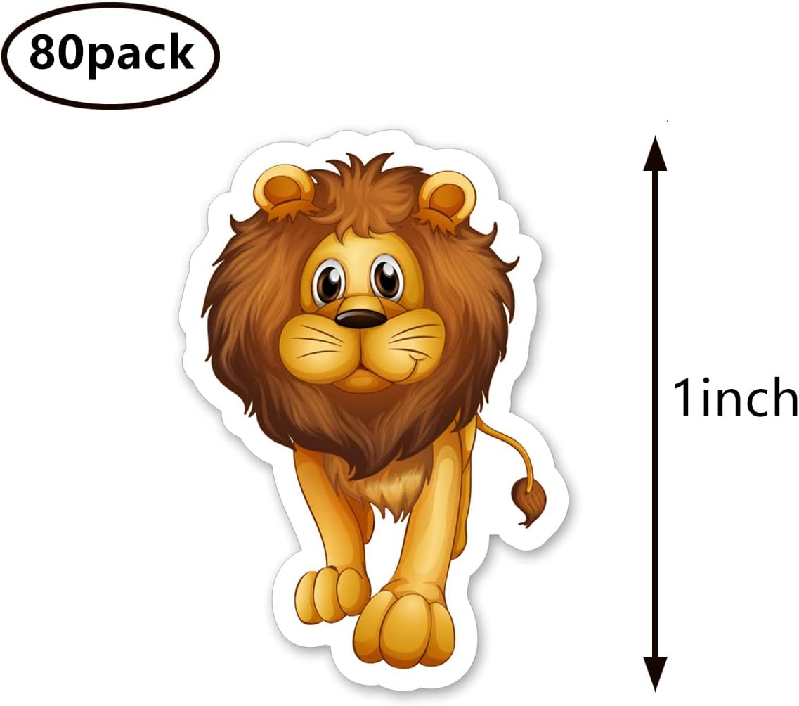 Calcomanías de animales del zoológico de león de 1 pulgada para álbumes de recortes, artes, manualidades, manualidades para niños, calendarios,