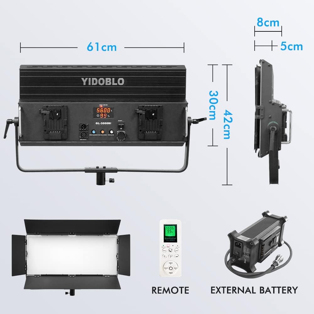 GL-3000C 300W RGB LED Luz de video con aplicación y control remoto, 1% de atenuación mínima precisa360 RGBCRI 97+TLCI 98+2800K-9900K14 efectos