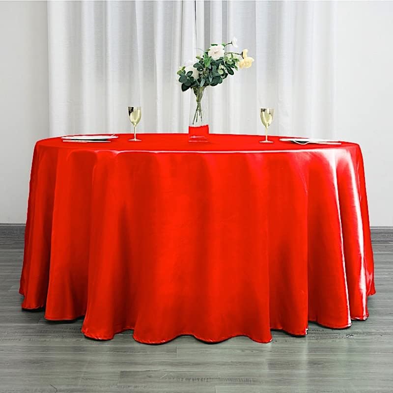BalsaCircle Mantel redondo de satén rojo de 120 pulgadas para boda, fiesta, recepción, eventos, cocina, comedor