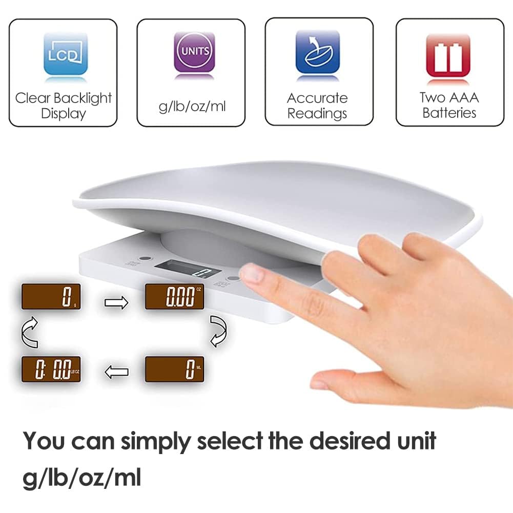 Básculas digitales para mascotas, mini pantalla LCD de 22.0 lbs0.04 oz, básculas electrónicas para medir el peso corporal de las mascotas, básculas