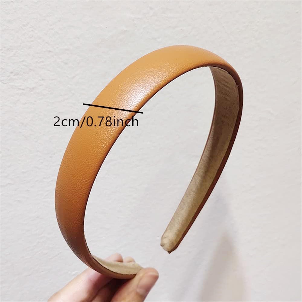 Paquete de 4 diademas de cuero antideslizantes a la moda para mujeres, diademas simples para el cabello, aro de pelo de poliuretano suave para
