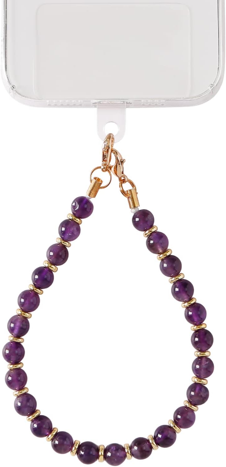 BEACE Correa de muñeca de teléfono con cuentas de mármol, cordón desmontable para teléfono con pestaña de sujeción, pulsera con dije de teléfono