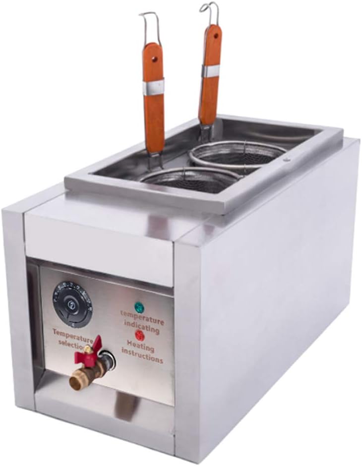 Máquina de cocina de fideos de acero inoxidable con 2 agujeros, 2000 W, cocina eléctrica comercial para pasta, horno de fideos, herramienta de