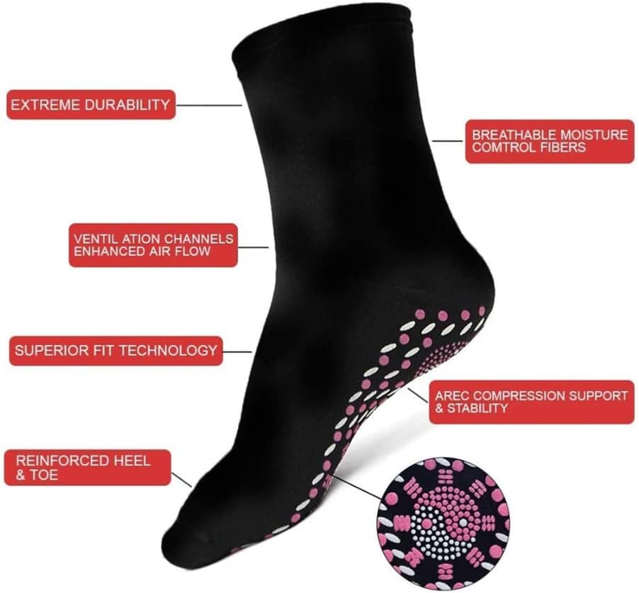 Calcetines calefactables Turmalina Calcetines de salud autocalentables magnéticos cómodos invierno cálido unisex calcetines de algodón calentados