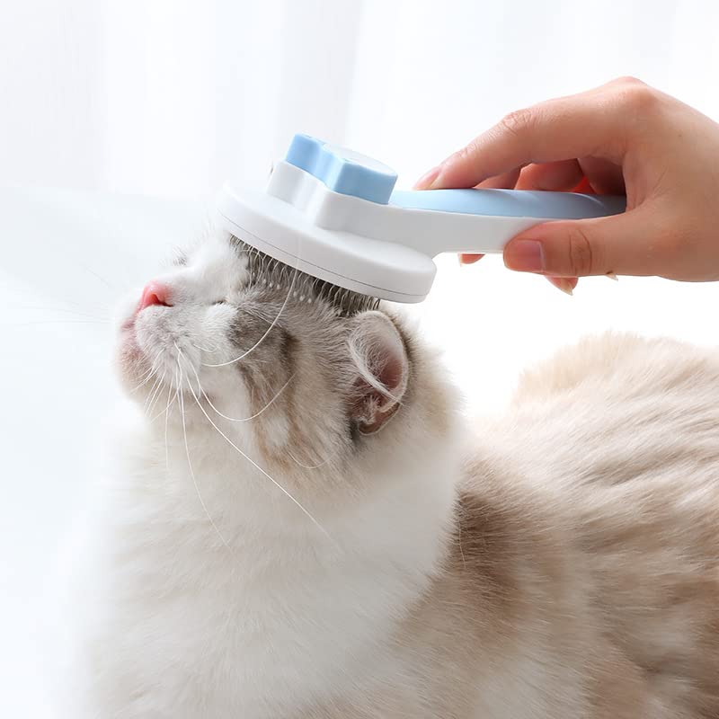 Cepillo para mascotas para amigos peludos, cepillo autolimpiante para gatos con liberación de pelo para desprendimiento y aseo, cepillos de limpieza